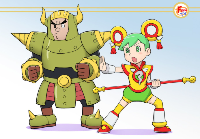 Rock Bison, Dragon Kid and Origami Cyclone done in the style of 藤子不二雄's Doraemon